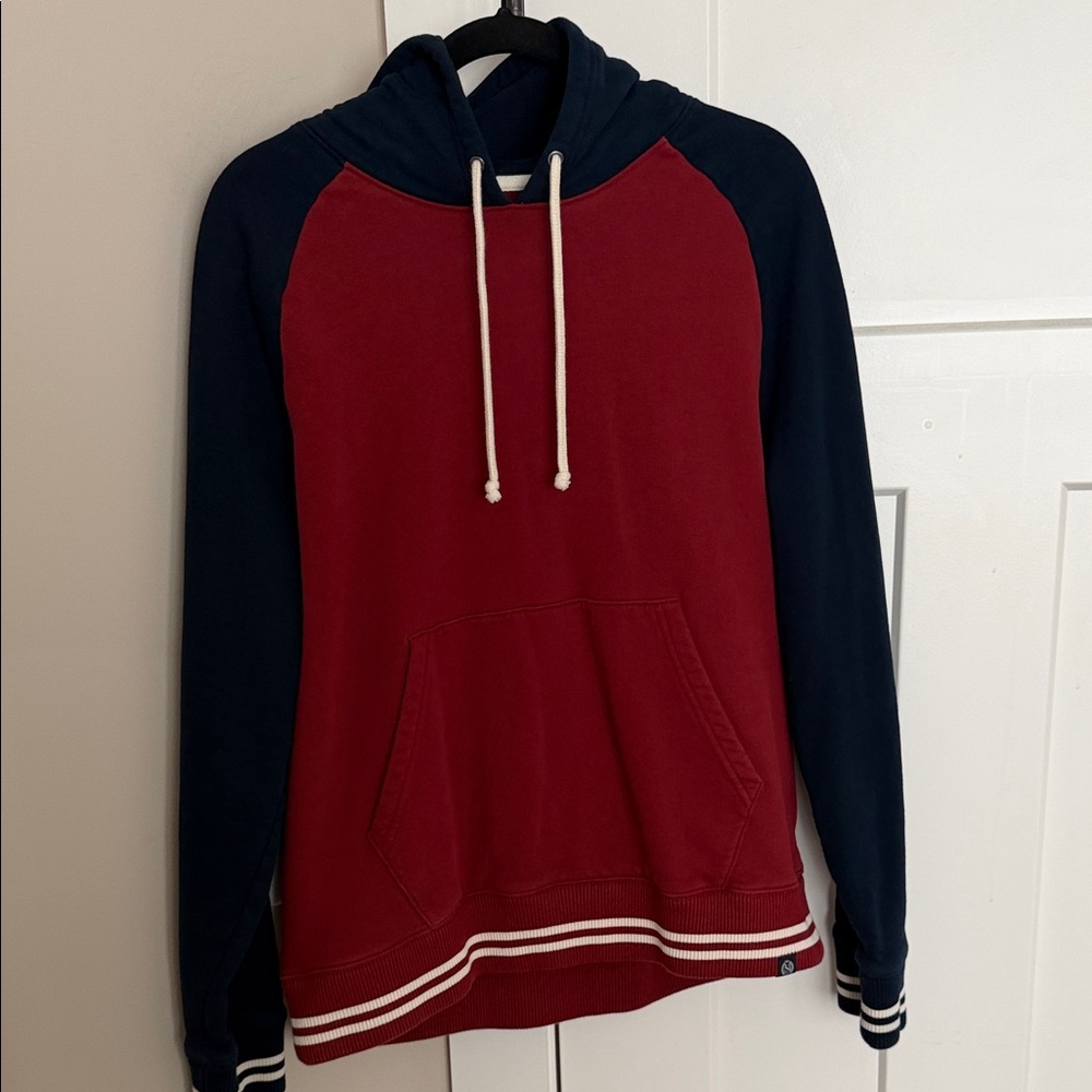 Men's Marks and Spencer Two-Tone Red & Navy Hooded Pullover